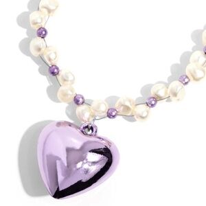 💜🧜🏻‍♀️💜 “MERMAID MODEL” - PURPLE HEART WHITE PEARL SHORT NECKLACE - PAPARAZZI❗️